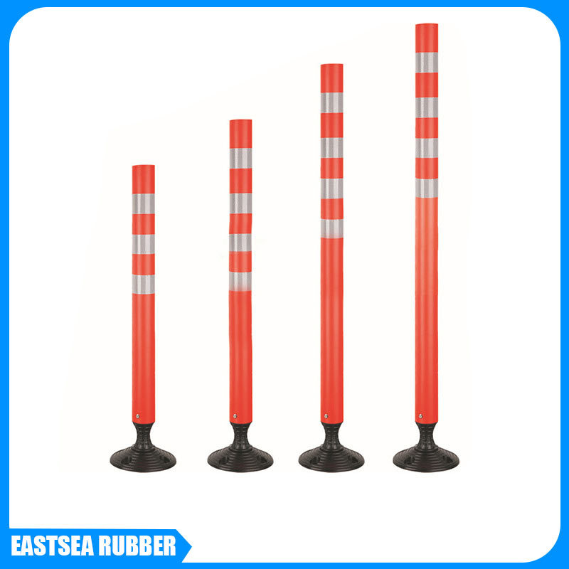 厂家供应 东海塑料红白回弹柱 橡胶pu交通警示弹力反光柱
