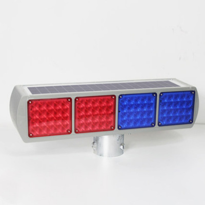 LED频闪光警示灯施工安全交通红蓝路障灯双面太阳能警示爆闪灯