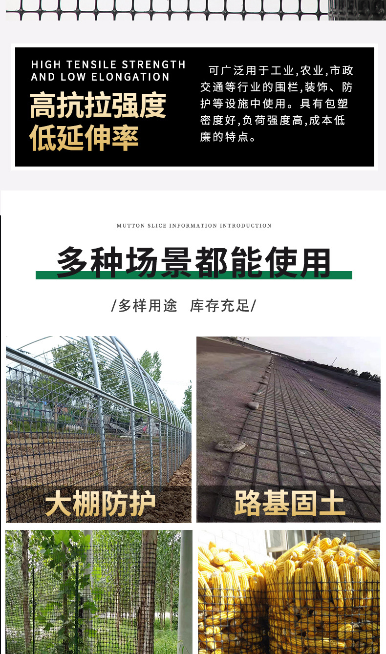 养殖网单向塑料网隔离防护网鸡鸭鹅漏粪菜园护栏黑色土工胶网现货