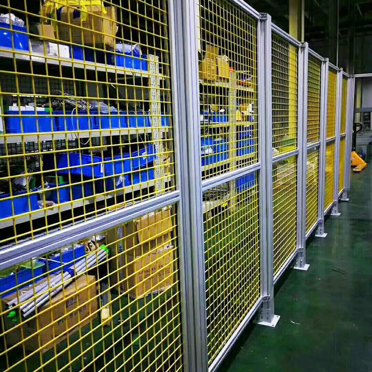 铝型材安全围栏 上门测量 现场安装 黄色网格隔离栏