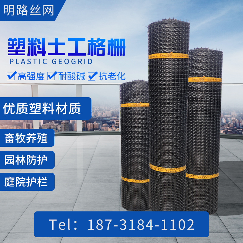 双向拉伸塑料土工格栅路基双向土工格栅玻璃纤维塑料格栅现货