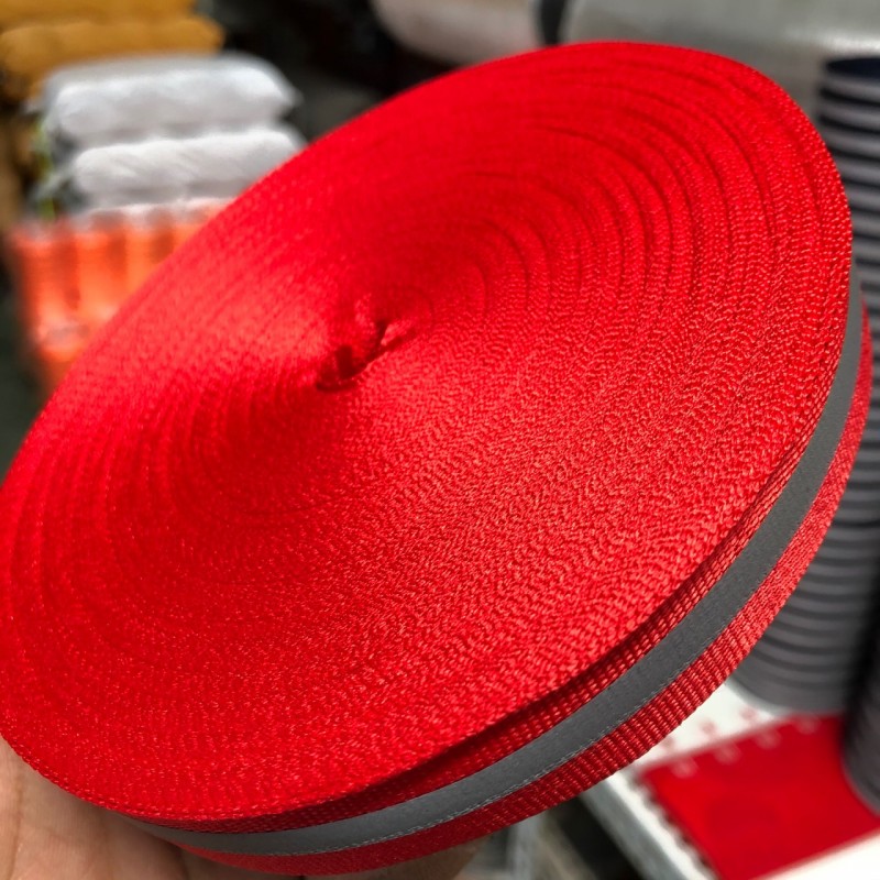 厂家直销新款红色反光织带高亮度反光条2公分装饰反光带加工定制